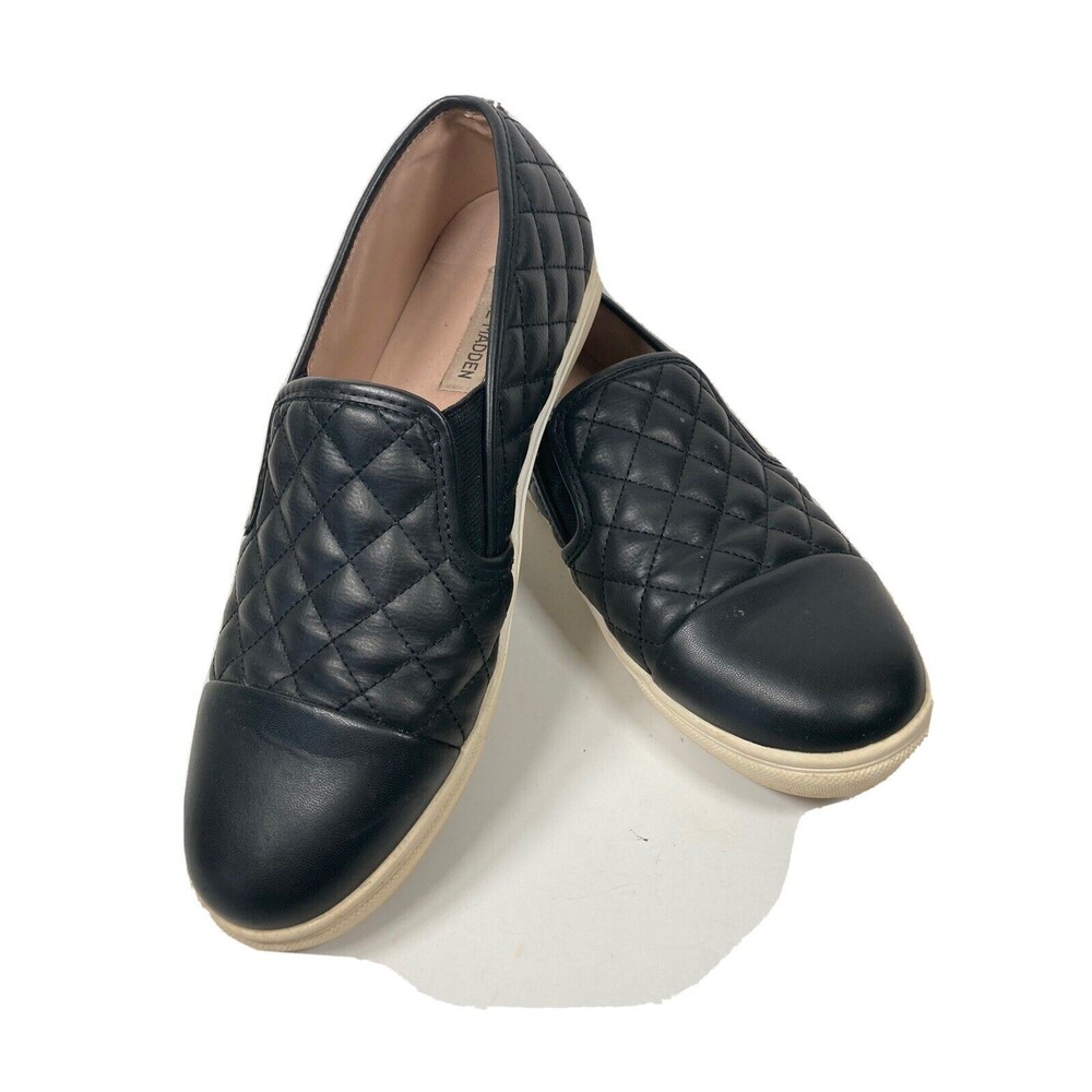 STEVE MADDEN Women’s Zaander Quilted Slip On Sneakers  Black Shoes Size 10M